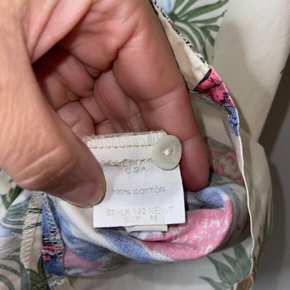 NEWT Honolulu Vintage Mens Shirt Size Medium White Green Tropical Print Aloha - Picture 4 of 10